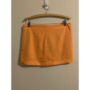 Divided Light Orange Linen Blend Mini Skirt Size 10 NWT